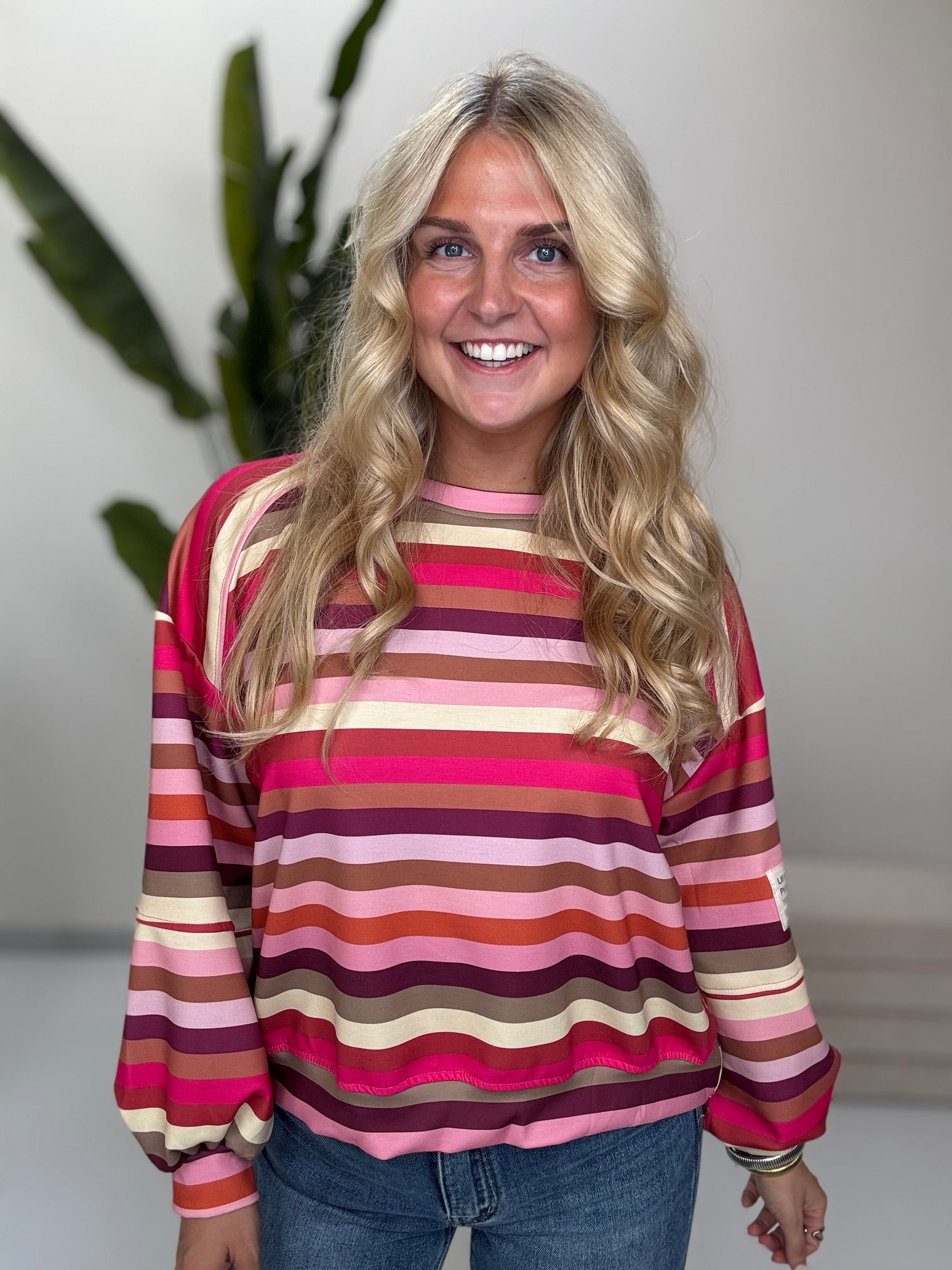 Butterstoff Sweater mit Patch am Ärmel buttermilk/rosa/pink/taupe/braun/orange