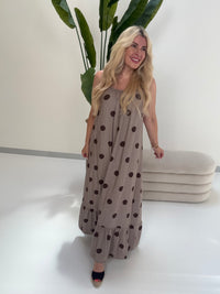 Luftiges Sommer Kleid BIG POLKA DOTS taupe/coffee