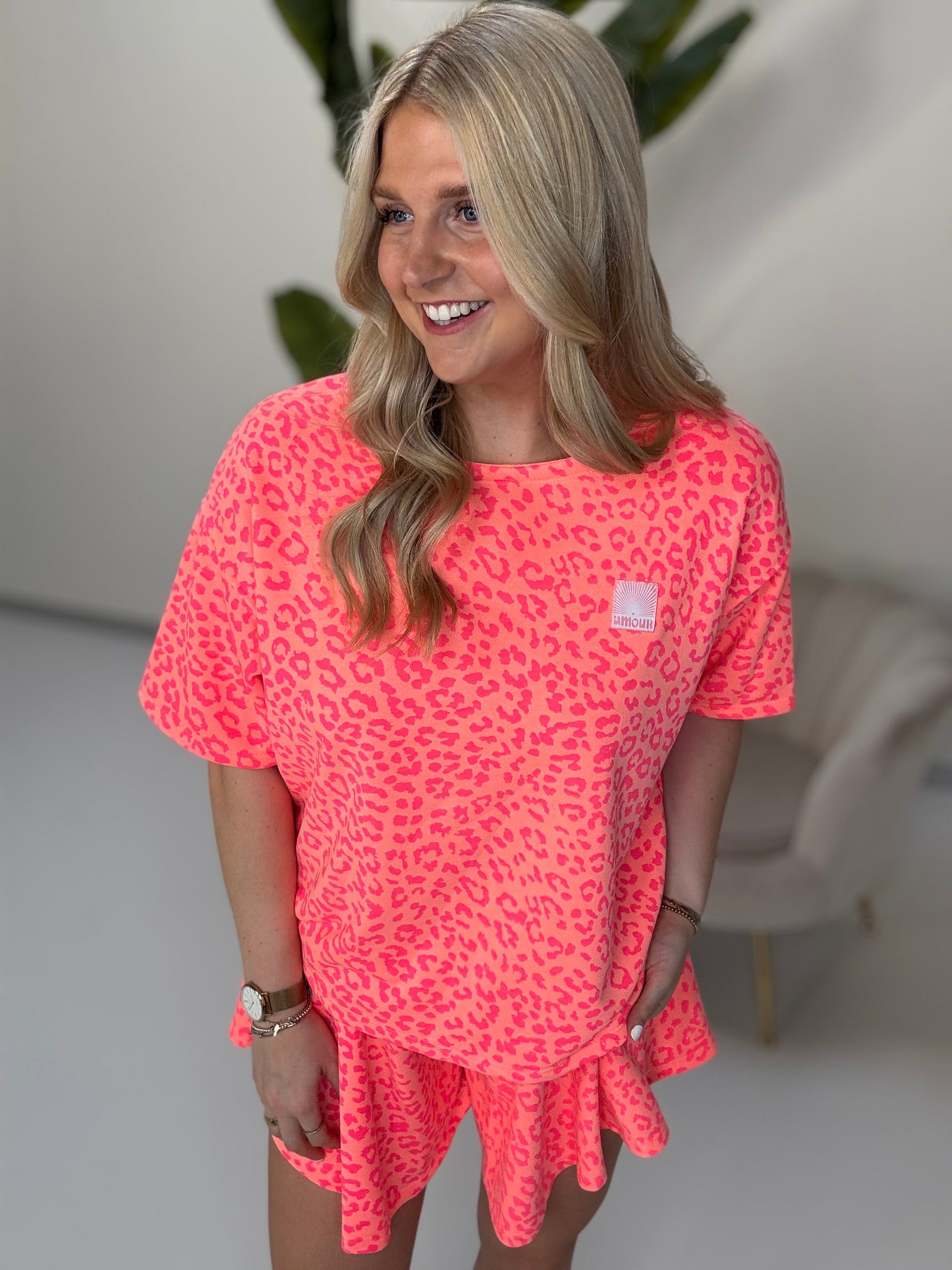 Shirt kurzarm peach LEO LOVER AMOUR pink mit Patch