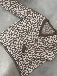 Cozy Strickpullover im angesagten Leo Muster taupe/creme