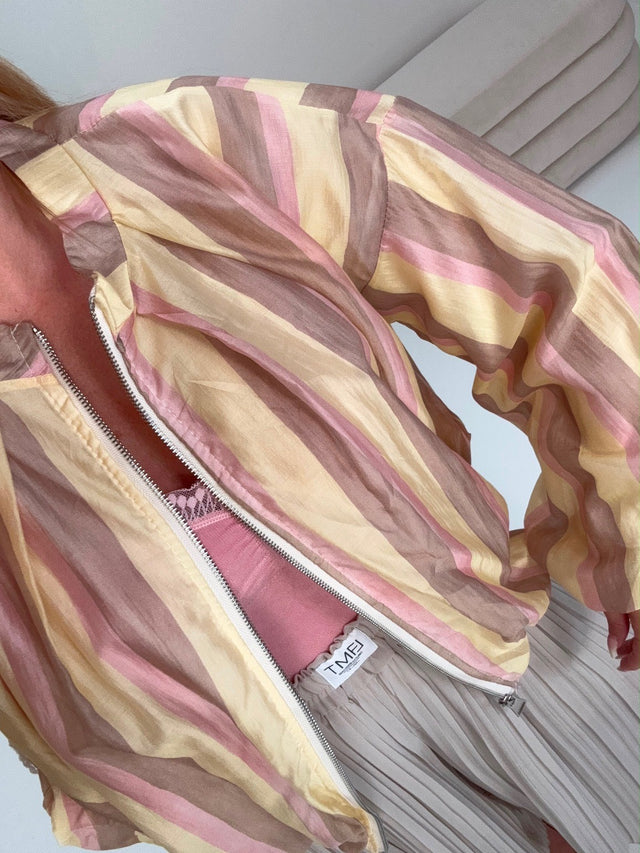 Blouson Zipper Jacke Stripes rose/taupe/gelb