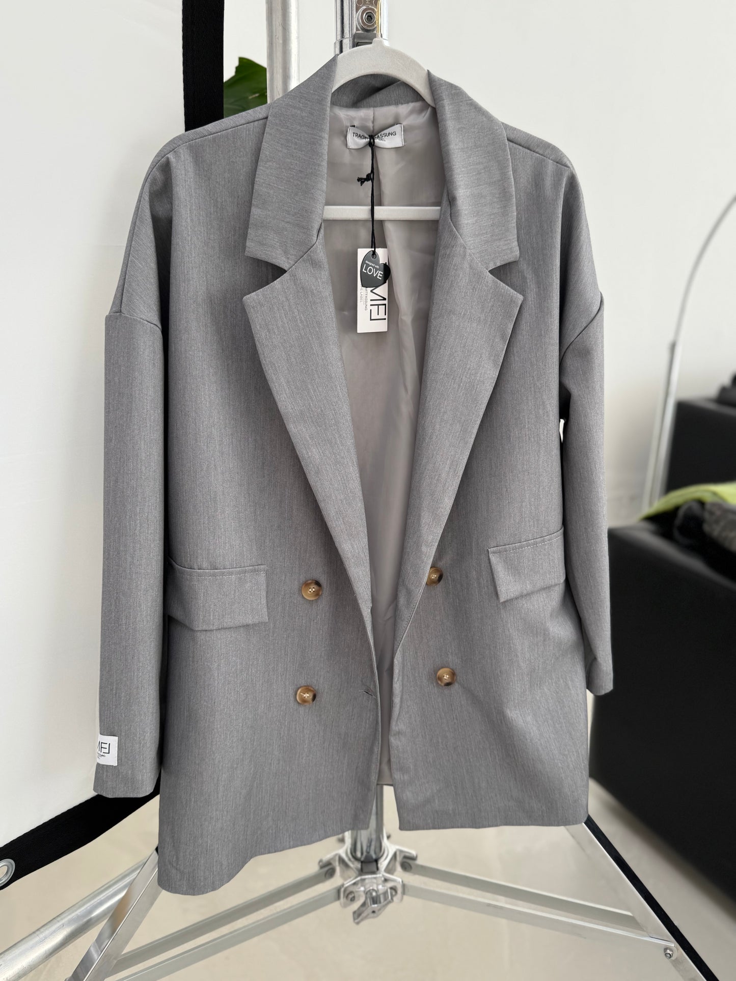 Signature Blazer mit Patch grau