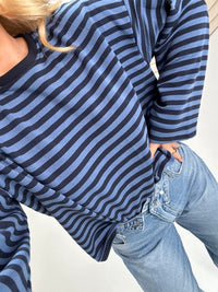 Longsleeve mit leicht ausgestelltem Ärmel STRIPES hell-/dunkelblau