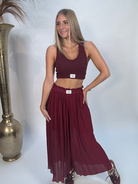 Signature Plisseehose mit Patch BURGUNDY