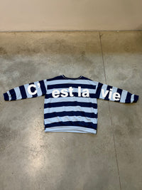 Sweater mit Rückenprint C'EST LA VIE navy/hellblau