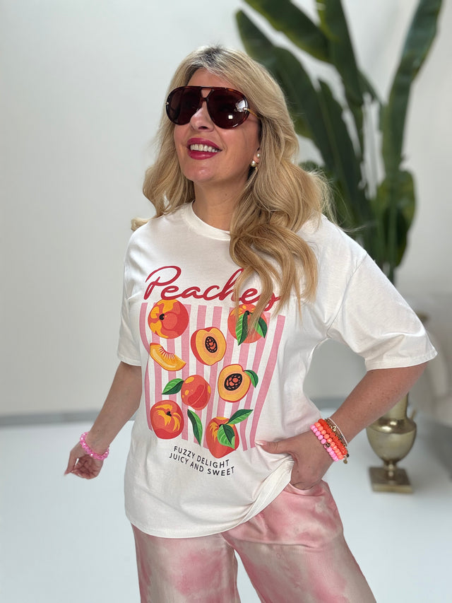 Statement Shirt PEACHES weiß