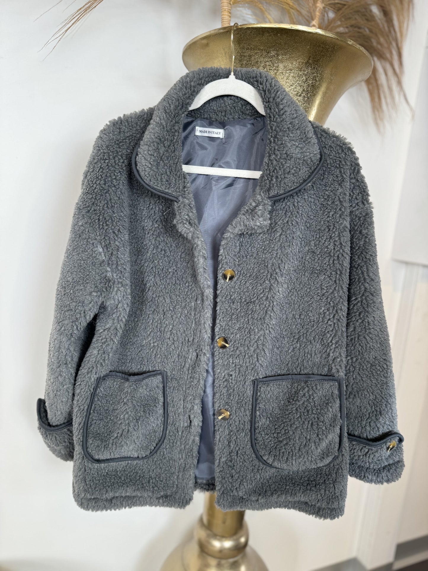 Teddy Jacke in grau  7003-21878