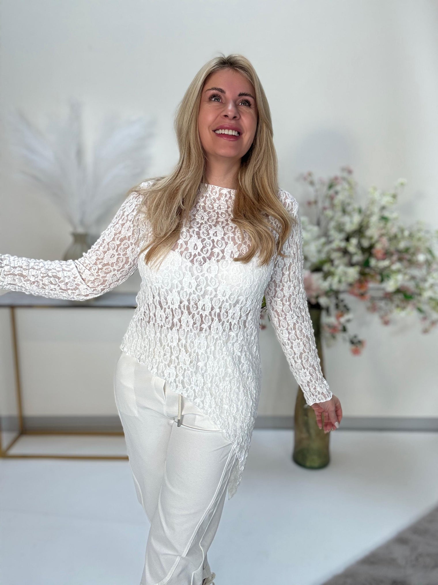 Spitzenshirt weiß SLANTED ROMANTIC TRANSPARENCY