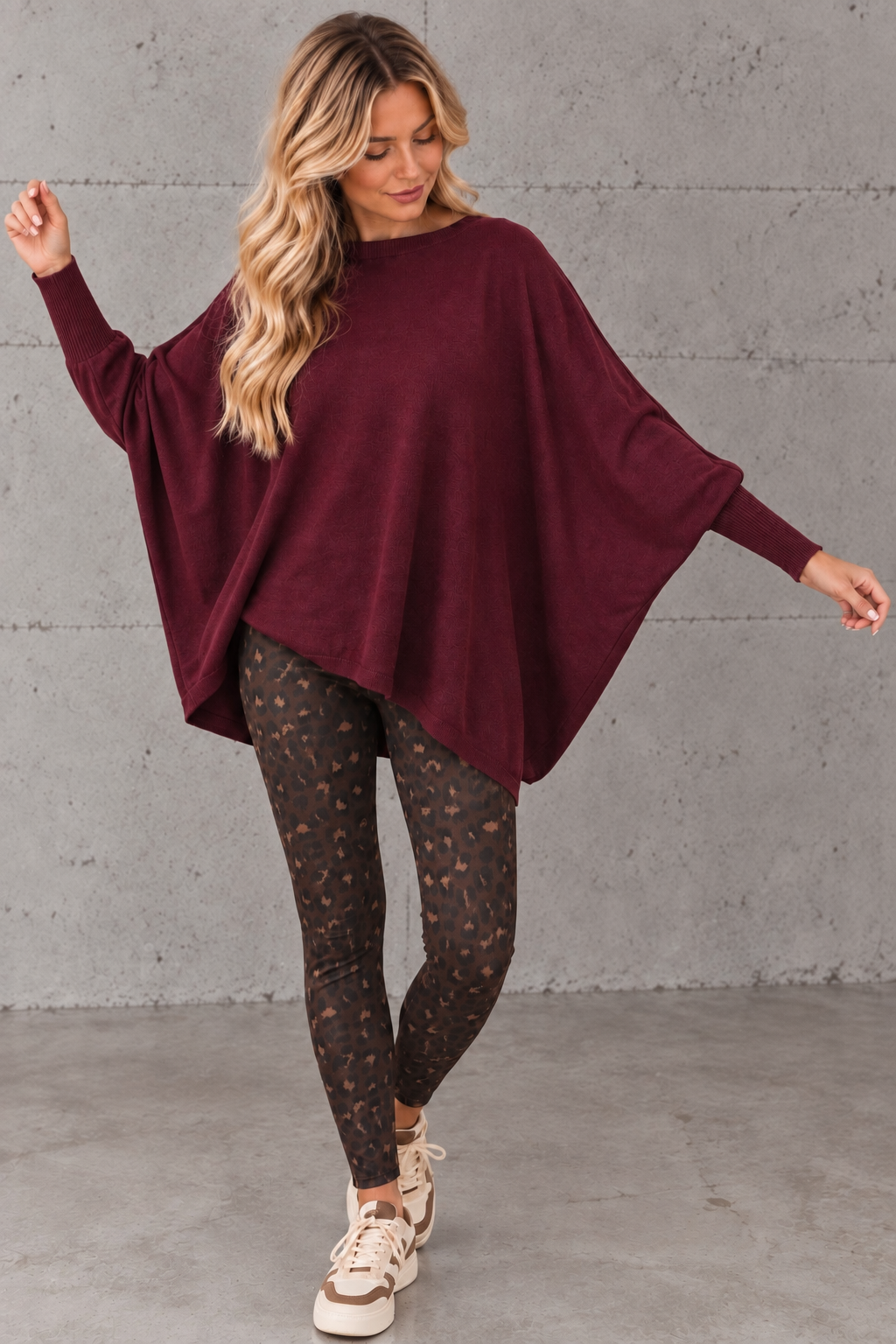 Fledermauspullover Feinstrick burgundy