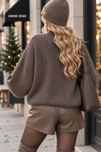 Strickjacke mit Knopfleiste taupe