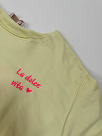 Sweatshirt kurzarm mit Rückenprint La Dolce Vita gelb