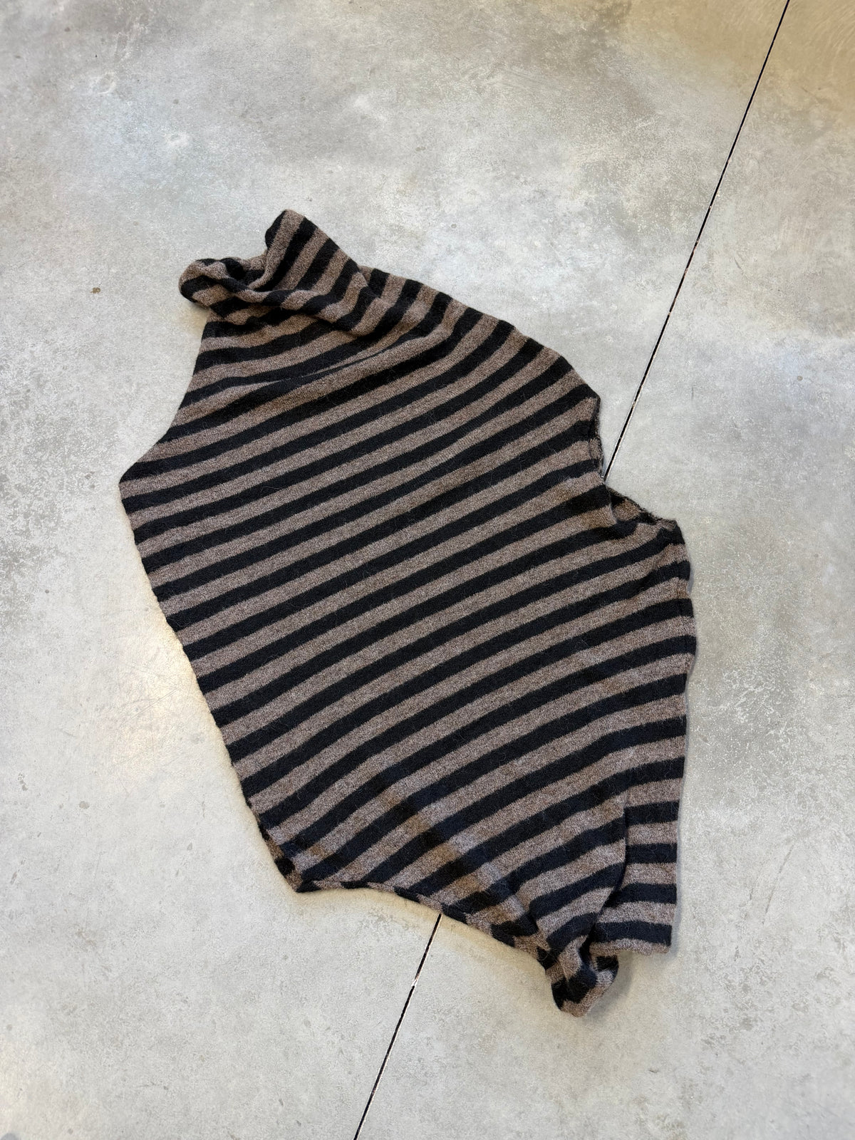 Oversize Strickpullover Stripes mit Alpakaanteil Taupe schwarz