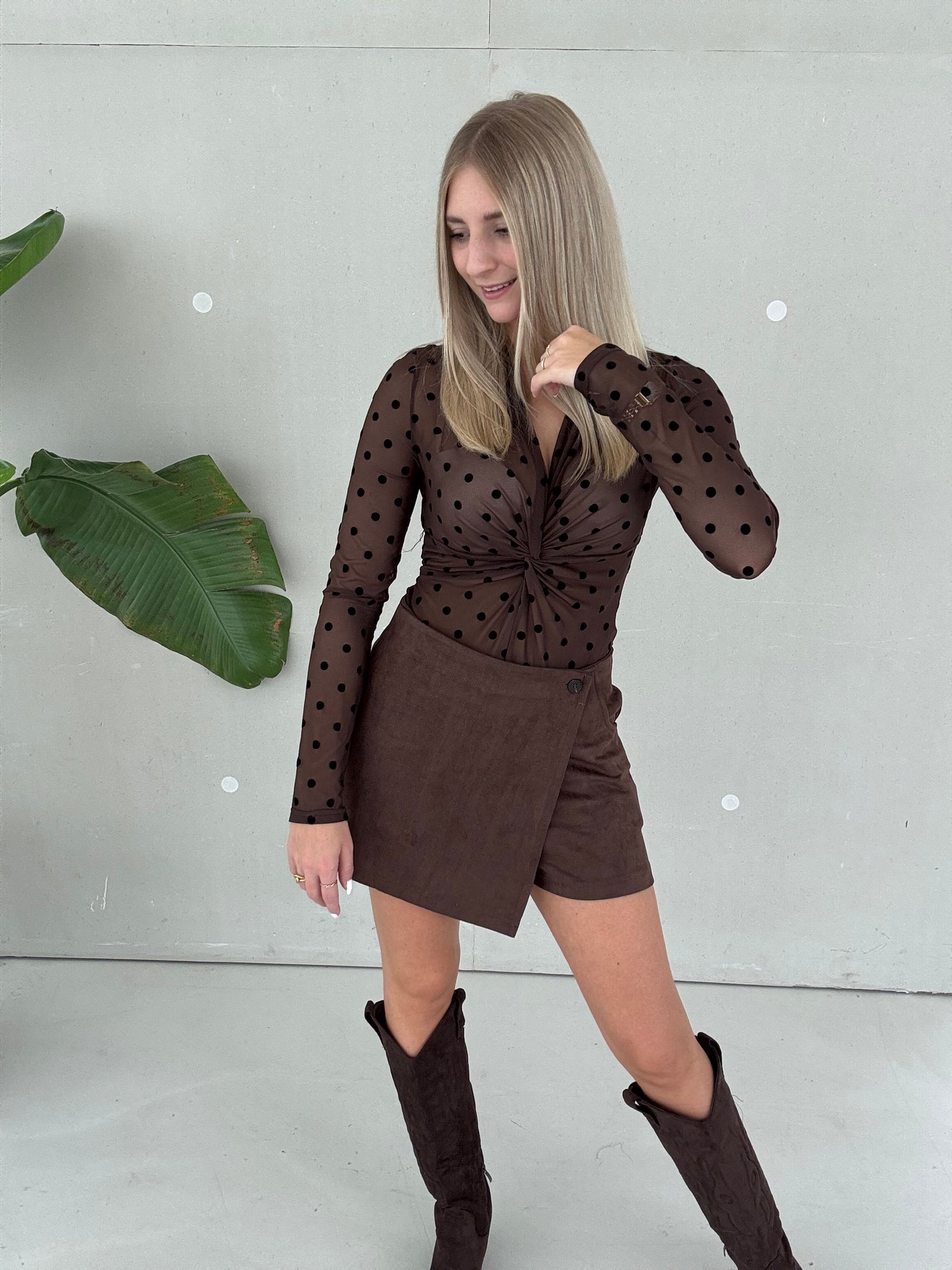 Mesh Body DOTS choco/schwarz