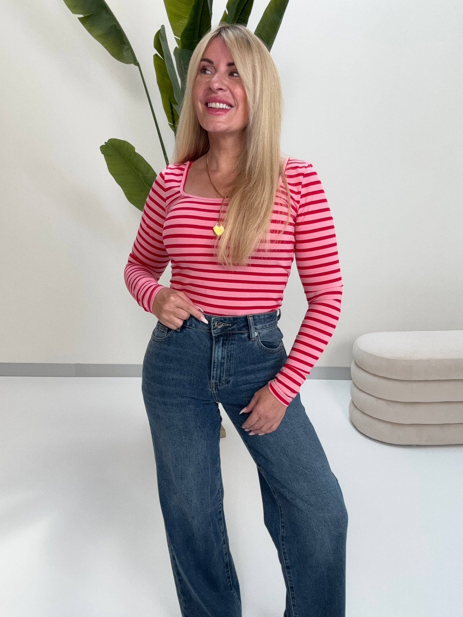 Stretch Jeans denim blue HEART LOVER mit Herztaschen
