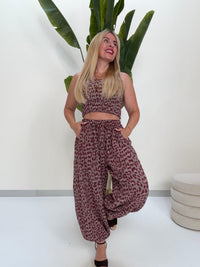 Ballon Hose mit Gummizug an den Bündchen LEO burgundy/taupe
