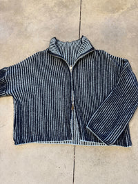 Strickjacke ZIPPER STRIPES navy