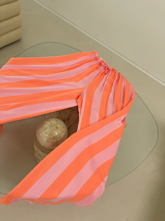 Hose mit Seide BLOCK STRIPES rosa/orange