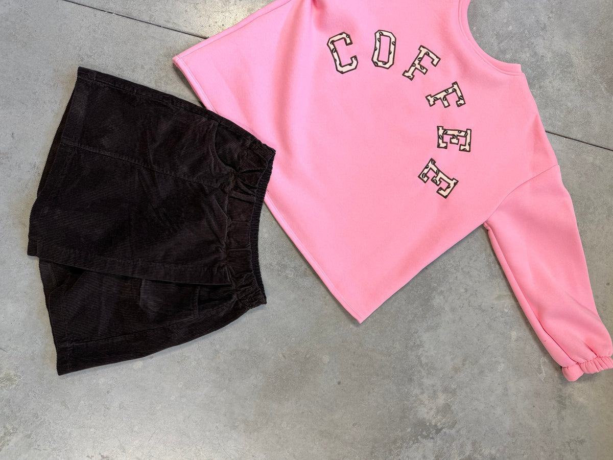 Sweater mit Rückenprint COFFEE rosa