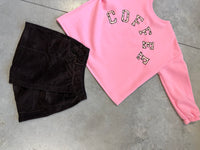 Sweater mit Rückenprint COFFEE rosa
