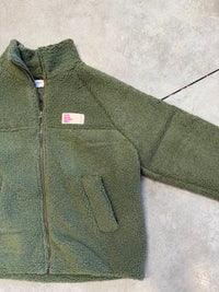 Kuschel Jacke mit Reißverschluss & Patch BE THE REASON FOR SMILES TODAY Kaki