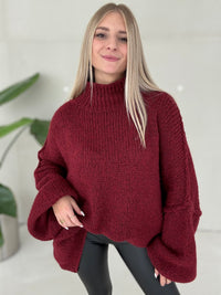 Kuschelweicher OVERSIZE Strickpullover burgundy