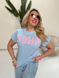 Statement Shirt blau  SOHO rosa