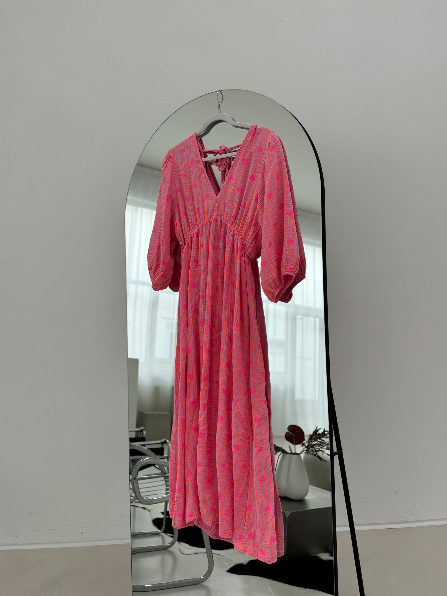 Musselin Kleid rosa HEART ATTACK orange