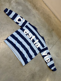 Sweater mit Rückenprint C'EST LA VIE navy/hellblau