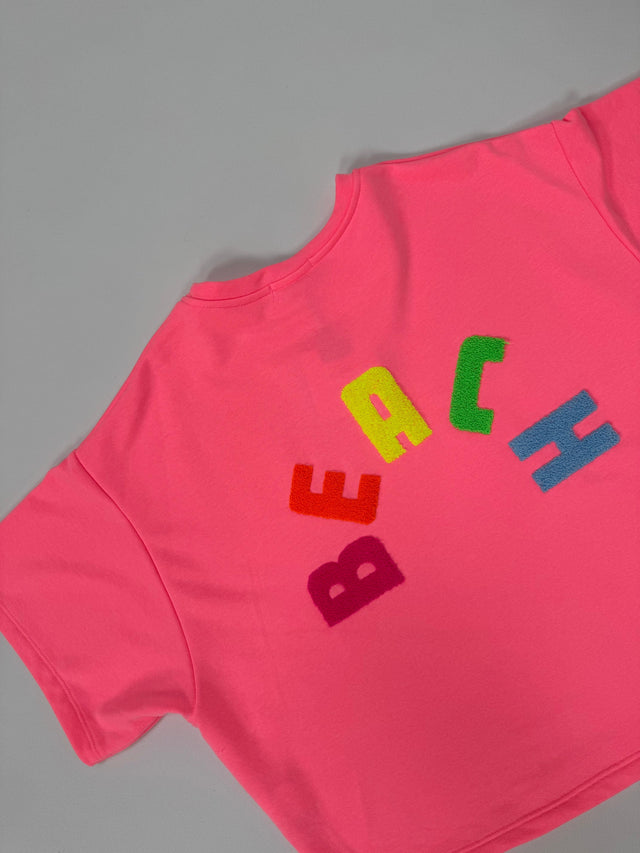 Sweatshirt kurzarm BEACH hotpink