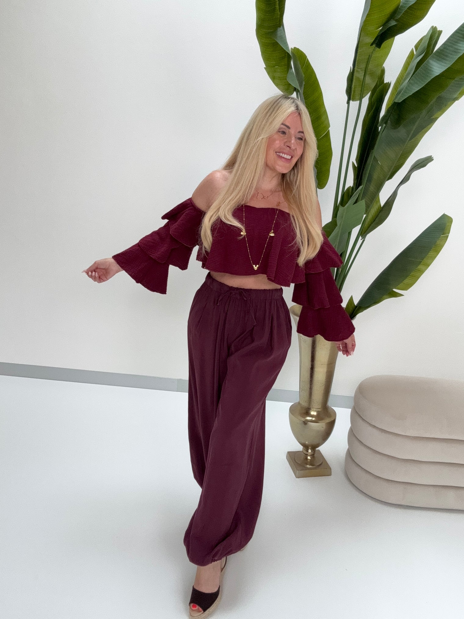 Ballon Hose mit Gummizug an den Bündchen burgundy