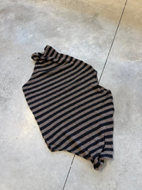 Oversize Strickpullover Stripes mit Alpakaanteil Taupe schwarz