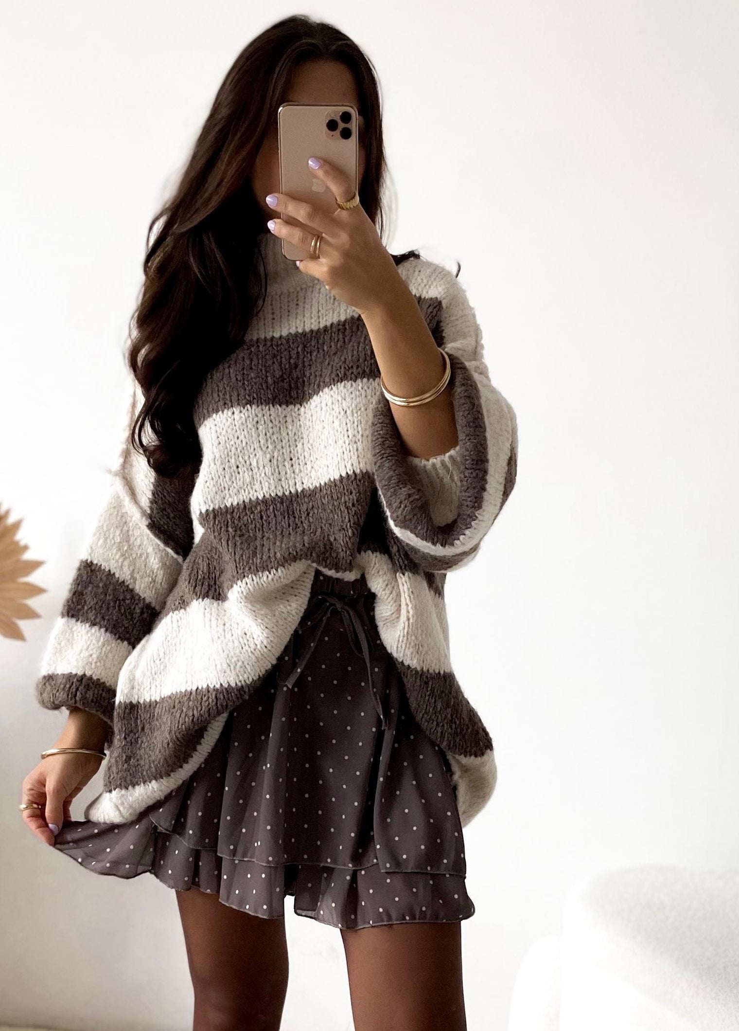 Pullover STRIPES creme/braun