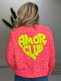 Sweater mit Rückenprint AMOR CLUB peach leo