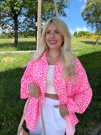 Musselin Bluse weiß LEO LOVER pink