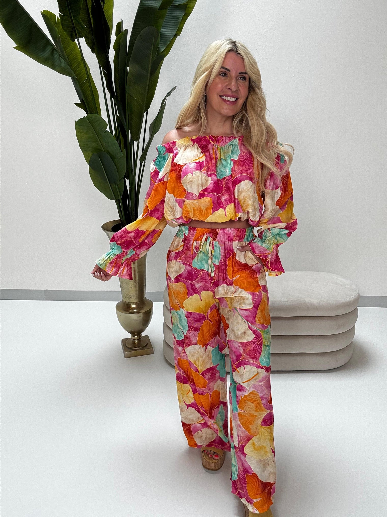 Sommer Hose FLORAL QUEEN fuchsia/mint/orange