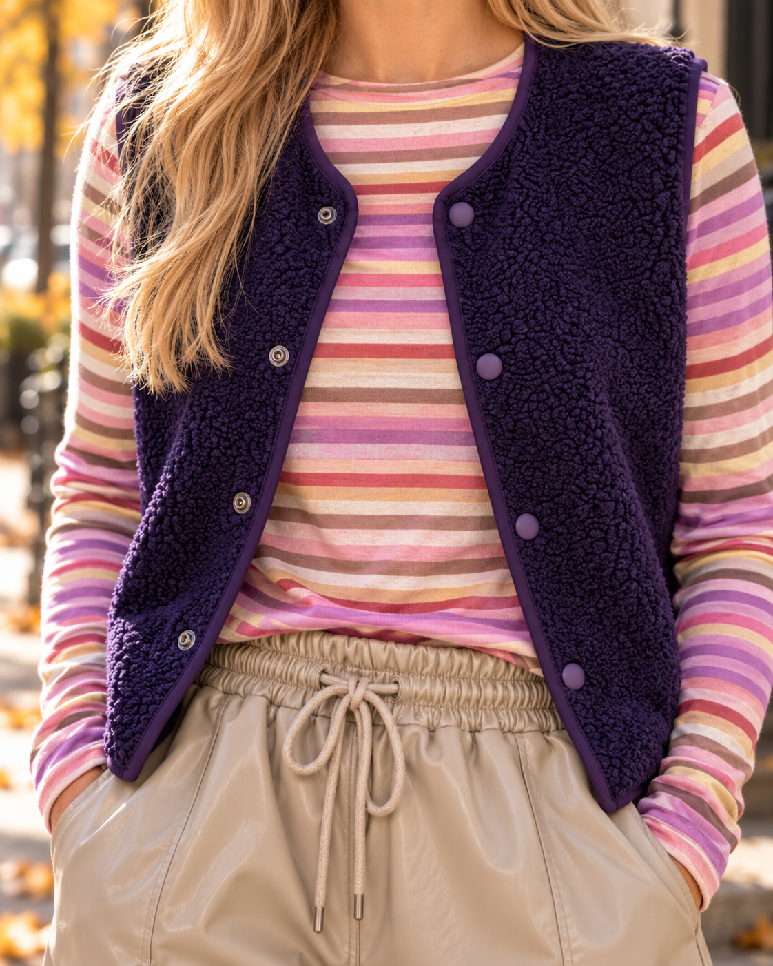 Signature Weste Teddy dark violet