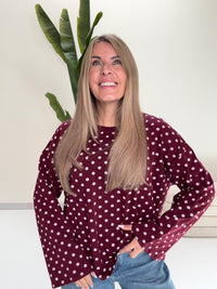 Longsleeve DOTS mit leicht ausgestelltem Ärmel burgundy