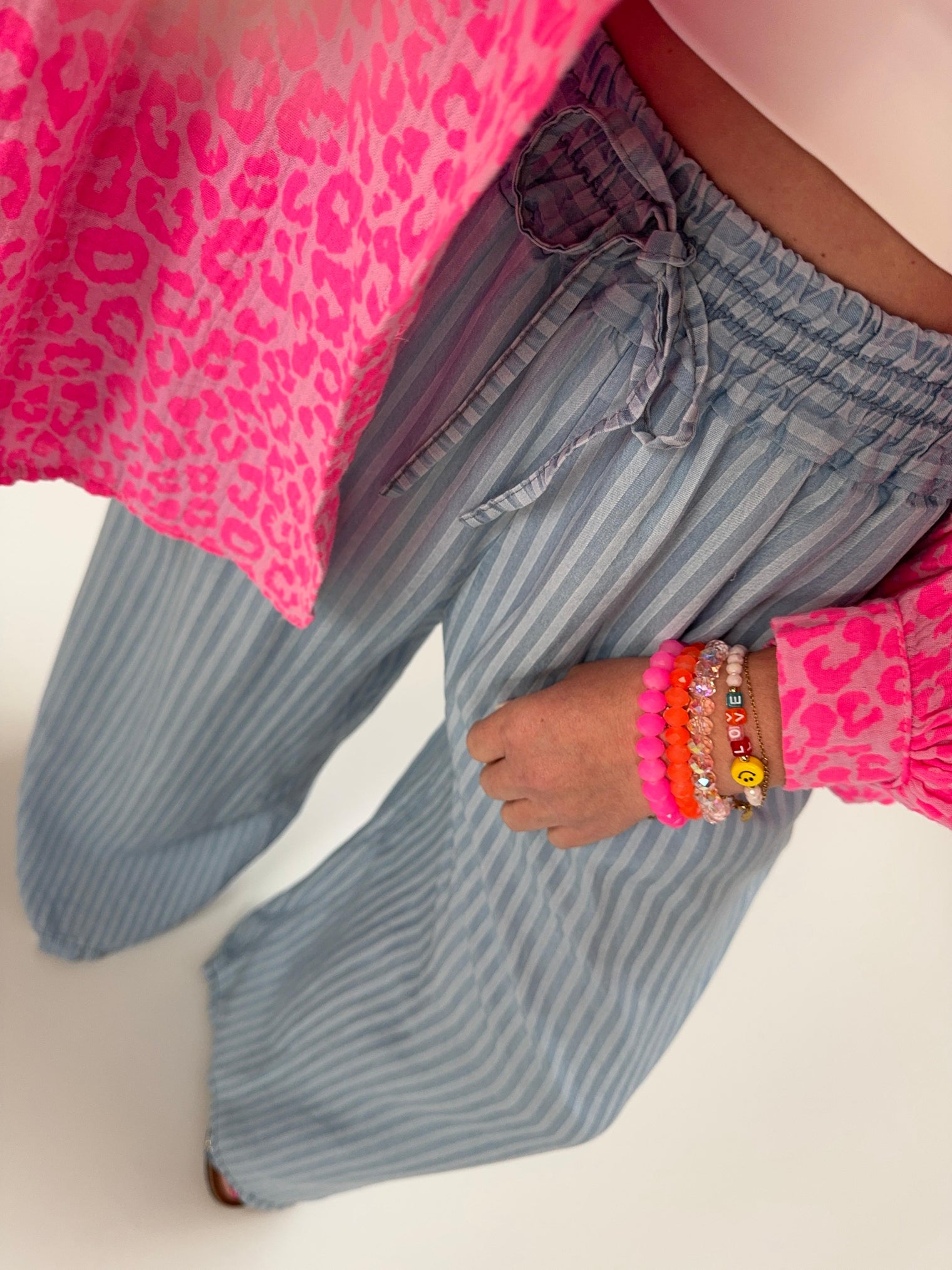 Hose SMALL STRIPES hellblau gestreift