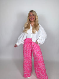 Stylische Musselin Hose rosa LEO POWER hotpink&altrosa