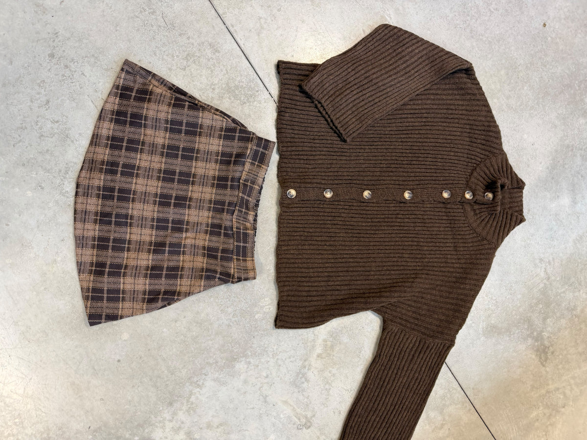 Strickjacke mit Knopfleiste braun