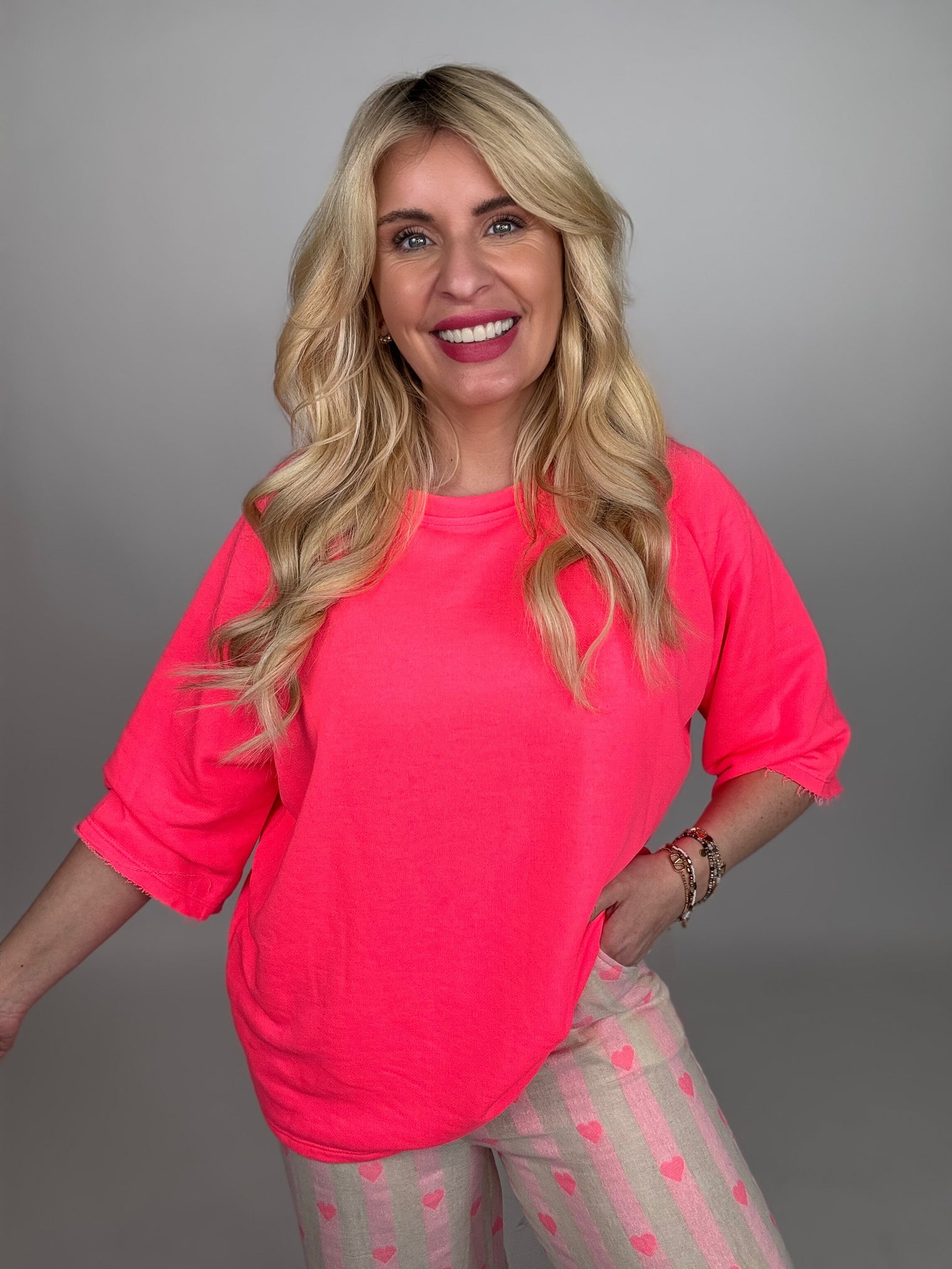 Sweater Shirt LOVER hot pink