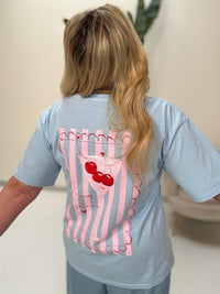 Statement Shirt hellblau CHEERS mit süßem Cocktailglas