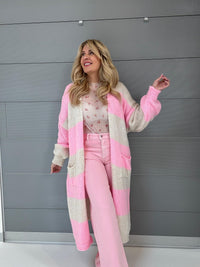 Strickmantel CANDY COLORS rosa/creme