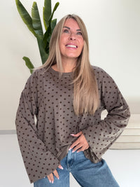 Longsleeve DOTS mit leicht ausgestelltem Ärmel taupe