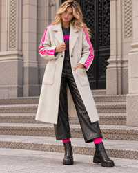 Mantel SPORTY COZYNESS creme/pink mit seitlichen Streifen