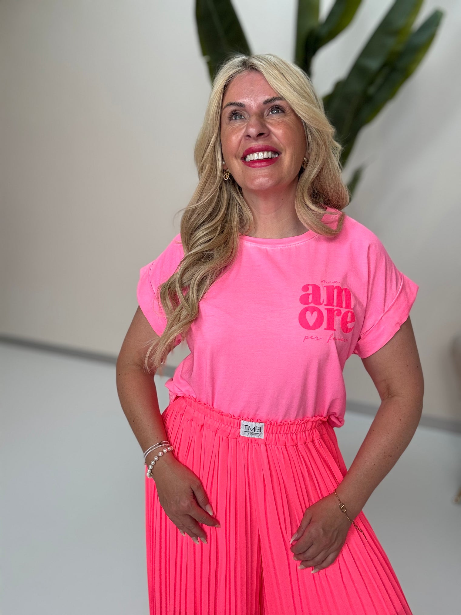 Statement Shirt AMORE rosa mit Rückenprint