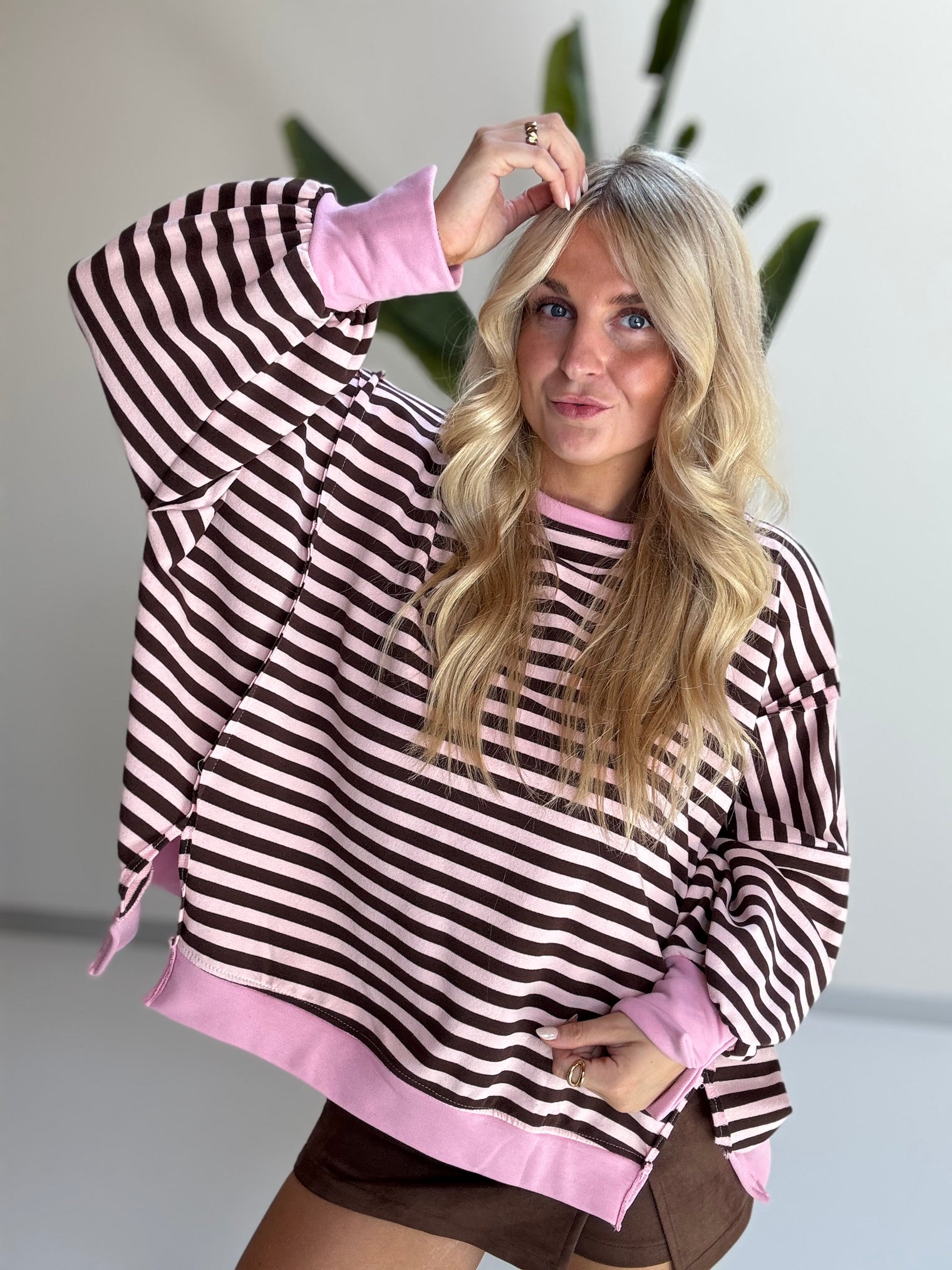 Oversize Sweater Coffee/rosa COFFEE ROSA