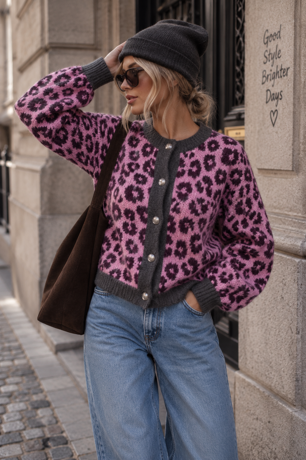 Strickjacke taupe WILD&COZY rosa/burgundy taupe