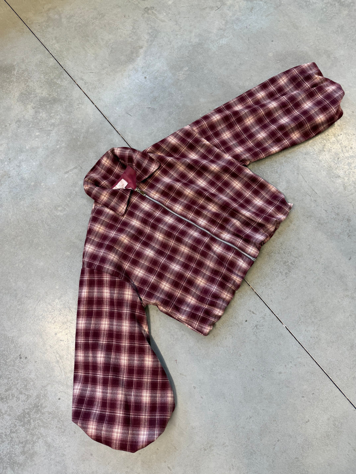 Cropped Flanell Jacke KARO Burgundy/ beige