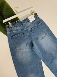 Straight High Rise Jeans mit umgeklapptem Fashion Bund